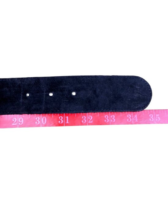 Express Womens Black Leather Belt Gold Jeweled Buckle Sz M main image 4